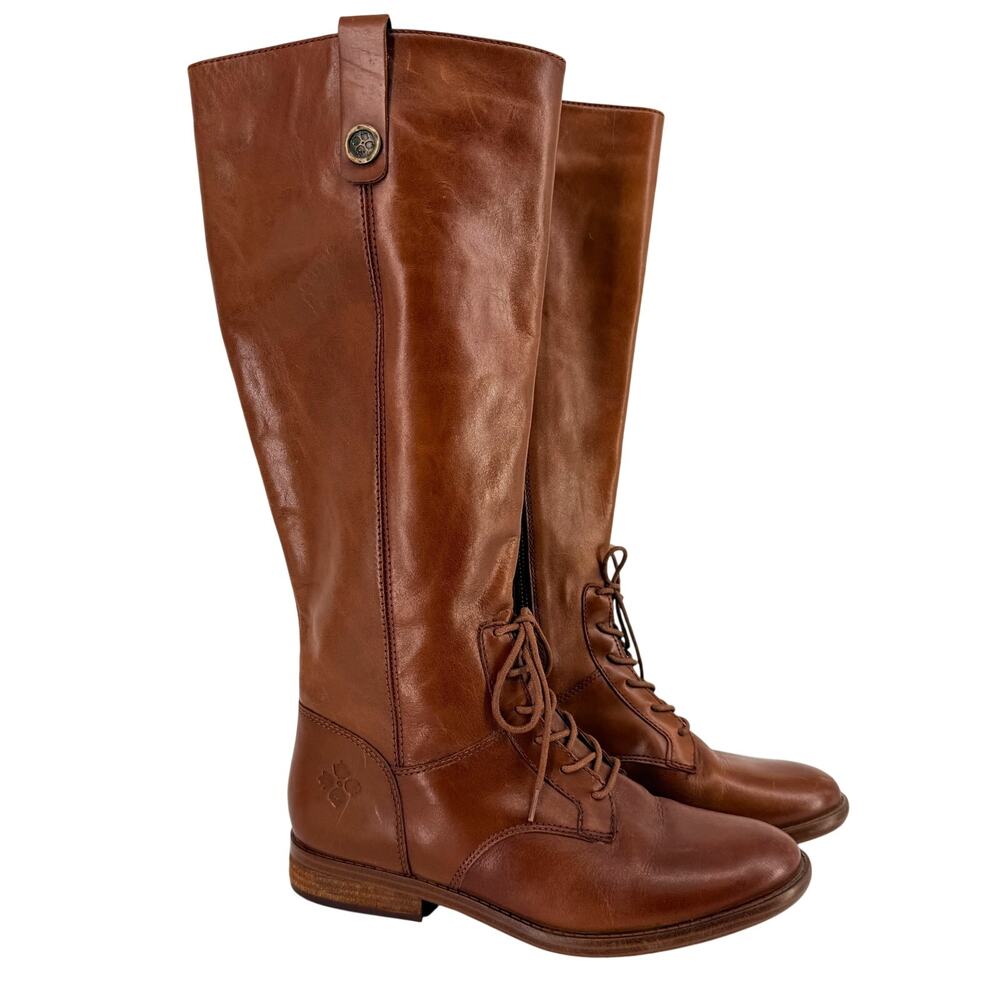 Patricia Nash Brown Leather Cavallo Laceup Knee High Equestrian Boots Sz 8.5 38